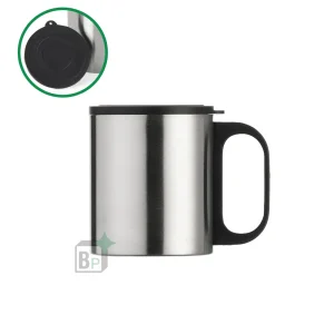 Caneca Parede Dupla Aço Inox com Tampa Premium 180ml com Logo Empresarial