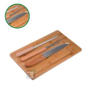 Kit Churrasco com Tábua de Bambu e Chaira Personalizado